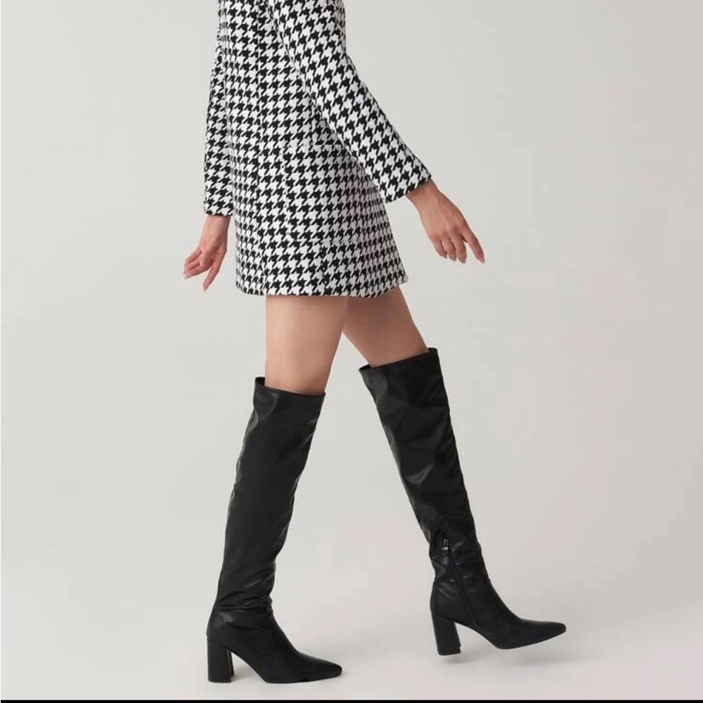 Over The Knee Black Faux Leather Boots